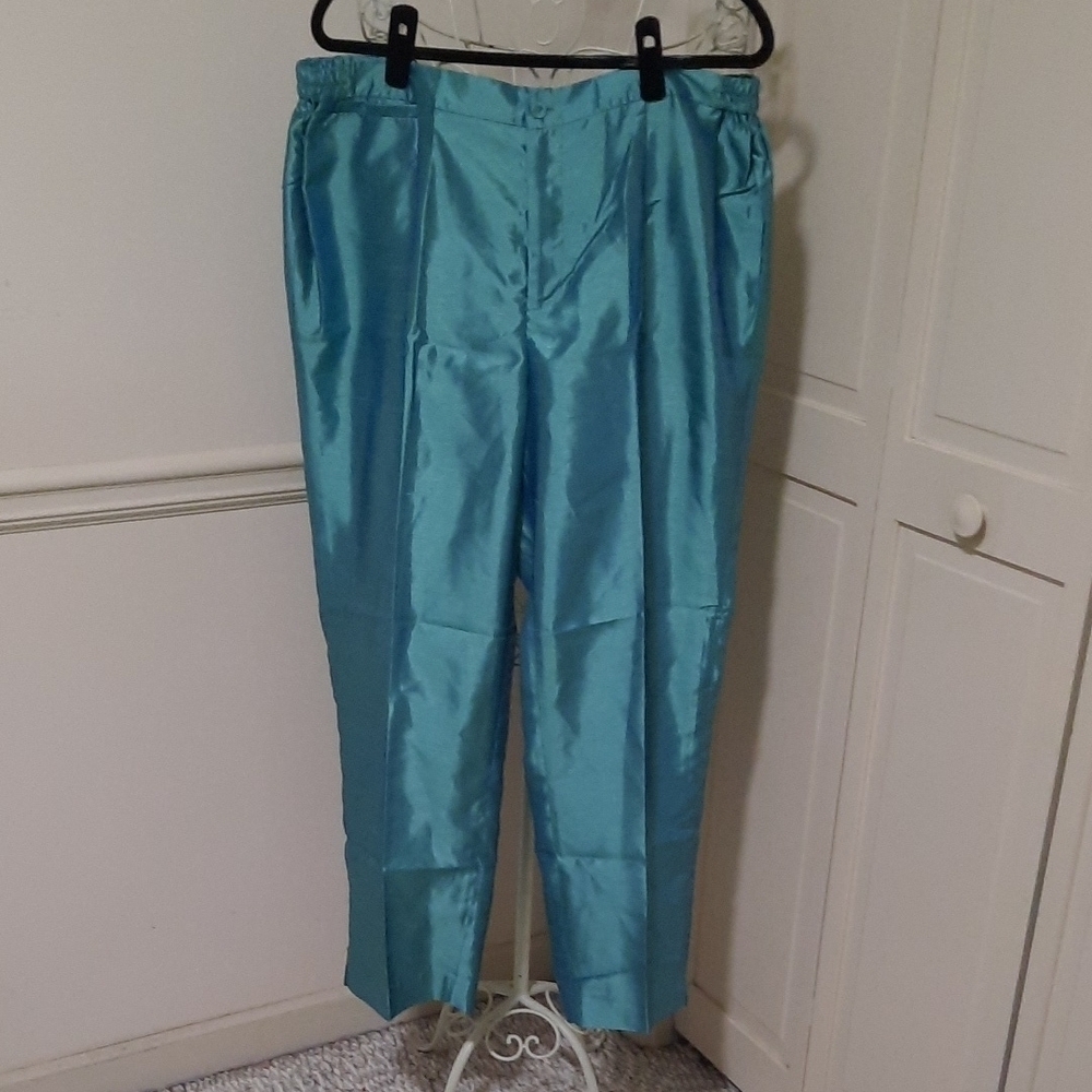Blue High-Waisted Wide-Leg Pants